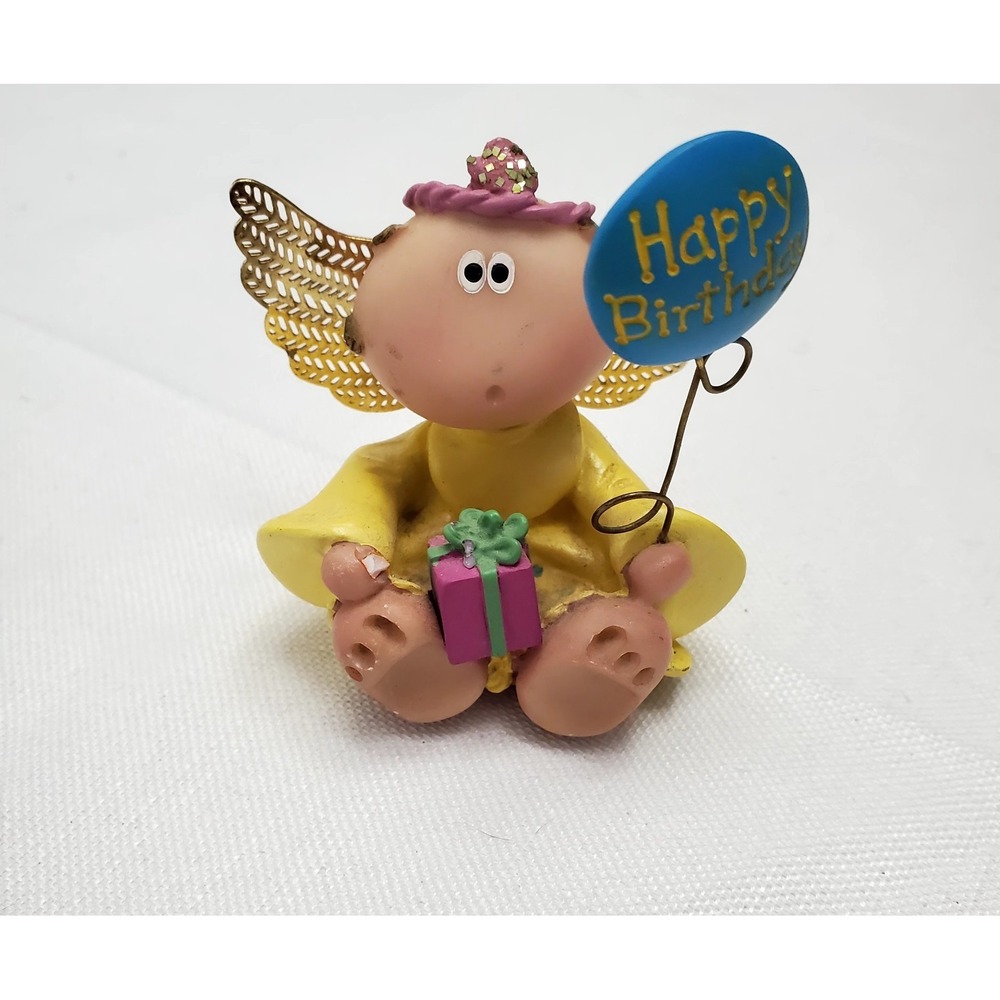Angel Cheeks Figurine Happy Birthday W/‎ Blue Balloon Russ Kirk VGC